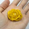 Incensário Porta Incenso Artesanal Rosa Amarela 4 Cm Resina - 3