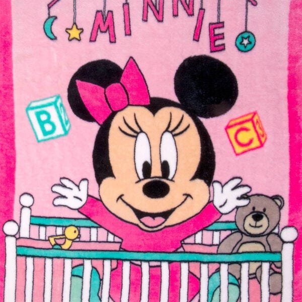 Cobertor Bebê Raschel Minnie Bercinho Rosa - 1
