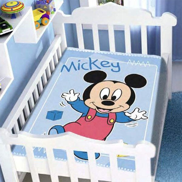 Cobertor Bebê Jolitex Raschel Mickey Passinhos Azul - 2