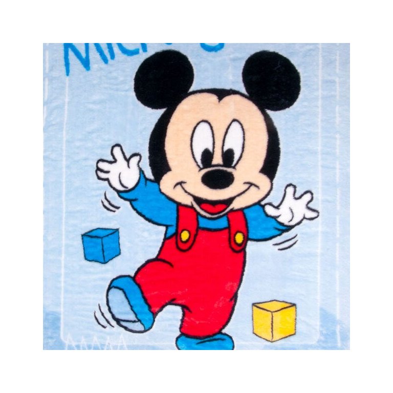 Cobertor Bebê Jolitex Raschel Mickey Passinhos Azul