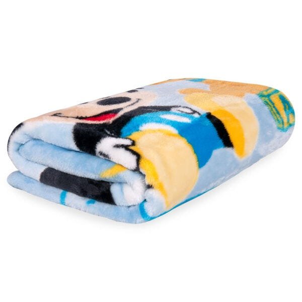 Cobertor Bebê Jolitex Raschel Mickey e Pluto Feliz Azul - 3