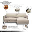 Ver imagem 3 de Sofá Decorativo Karine 3 Lugares Sala de Estar 230cm com Chaise Pés em Aço Couro Bege G88 - Gran Bel