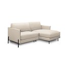 Ver imagem 2 de Sofá Decorativo Karine 3 Lugares Sala de Estar 230cm com Chaise Pés em Aço Couro Bege G88 - Gran Bel