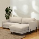 Ver imagem 1 de Sofá Decorativo Karine 3 Lugares Sala de Estar 230cm com Chaise Pés em Aço Couro Bege G88 - Gran Bel