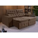 Ver imagem 1 de Sofá Retratil Reclinável Pillow 1,90 Veludo Marrom