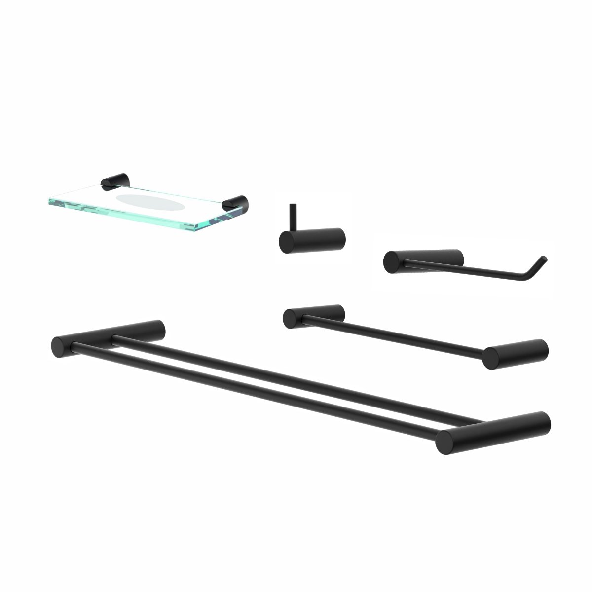 Kit de Acessórios Duplo para Banheiro Orion 5 Peças Suporte Preto 2090or