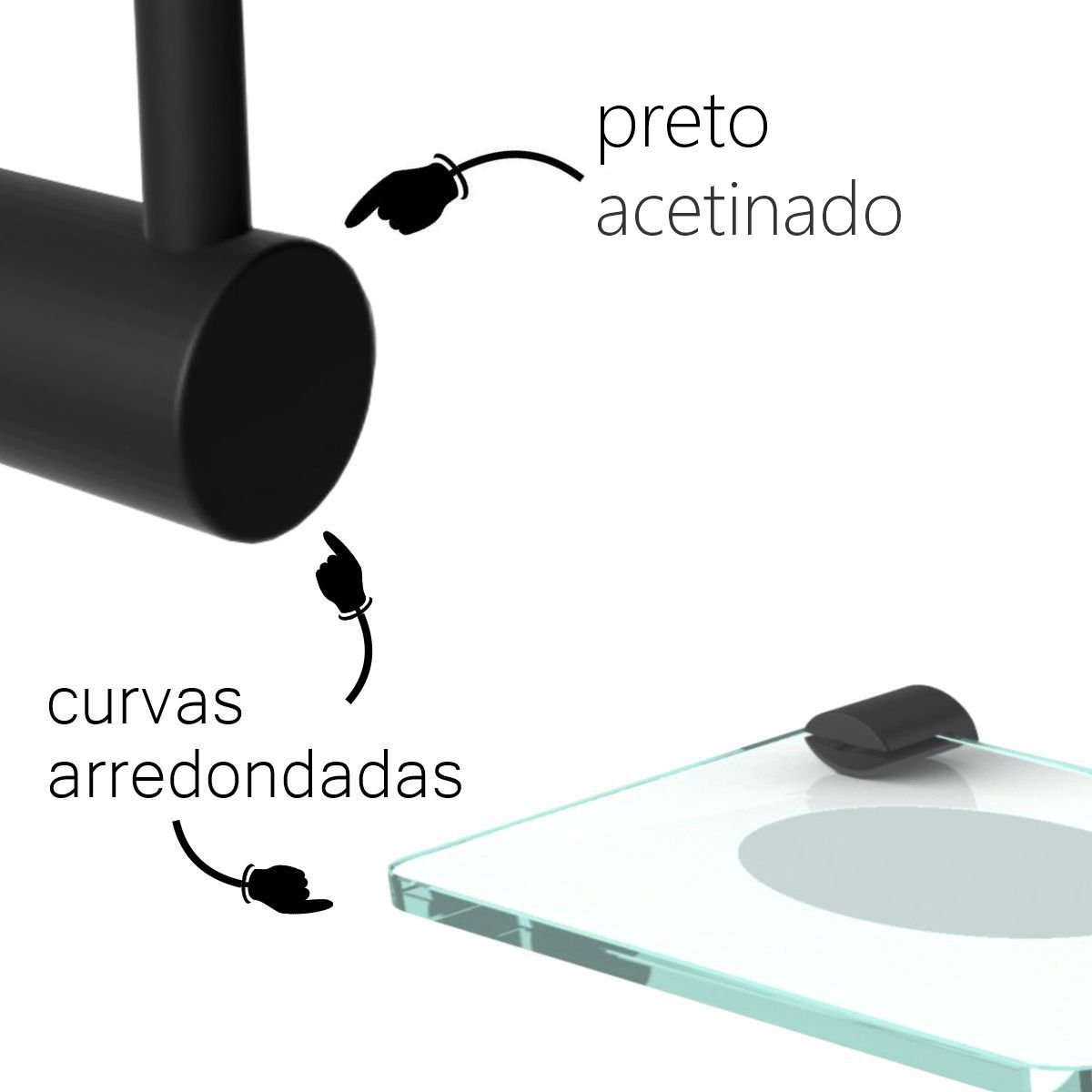 Kit de Acessórios Duplo para Banheiro Orion 5 Peças Suporte Preto 2090or - 4