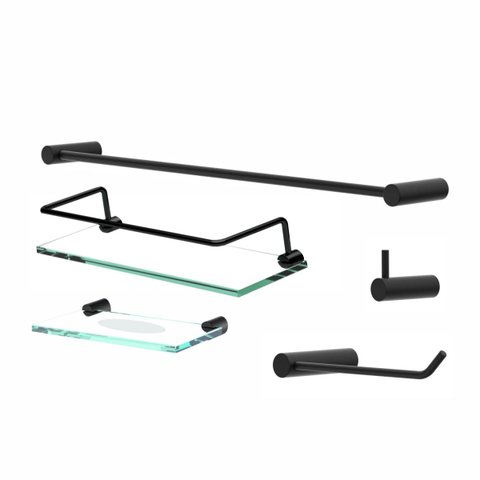 Kit de Acessórios para Banheiro Orion 5 Peças Suporte Preto 2100or.ptfc