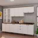 Ver imagem 1 de Cozinha Completa Iluminata 12 Portas 3 Gavetas com Vidro 100% MDF Branco/Ébano - Genialflex