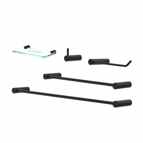 Kit de Acessórios para Banheiro Orion 5 Peças Suporte Preto 2080or.ptfc