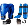 Kit Muay Thai Luva Bandagem Caneleira Bucal Azul 08Oz Fheras - 1