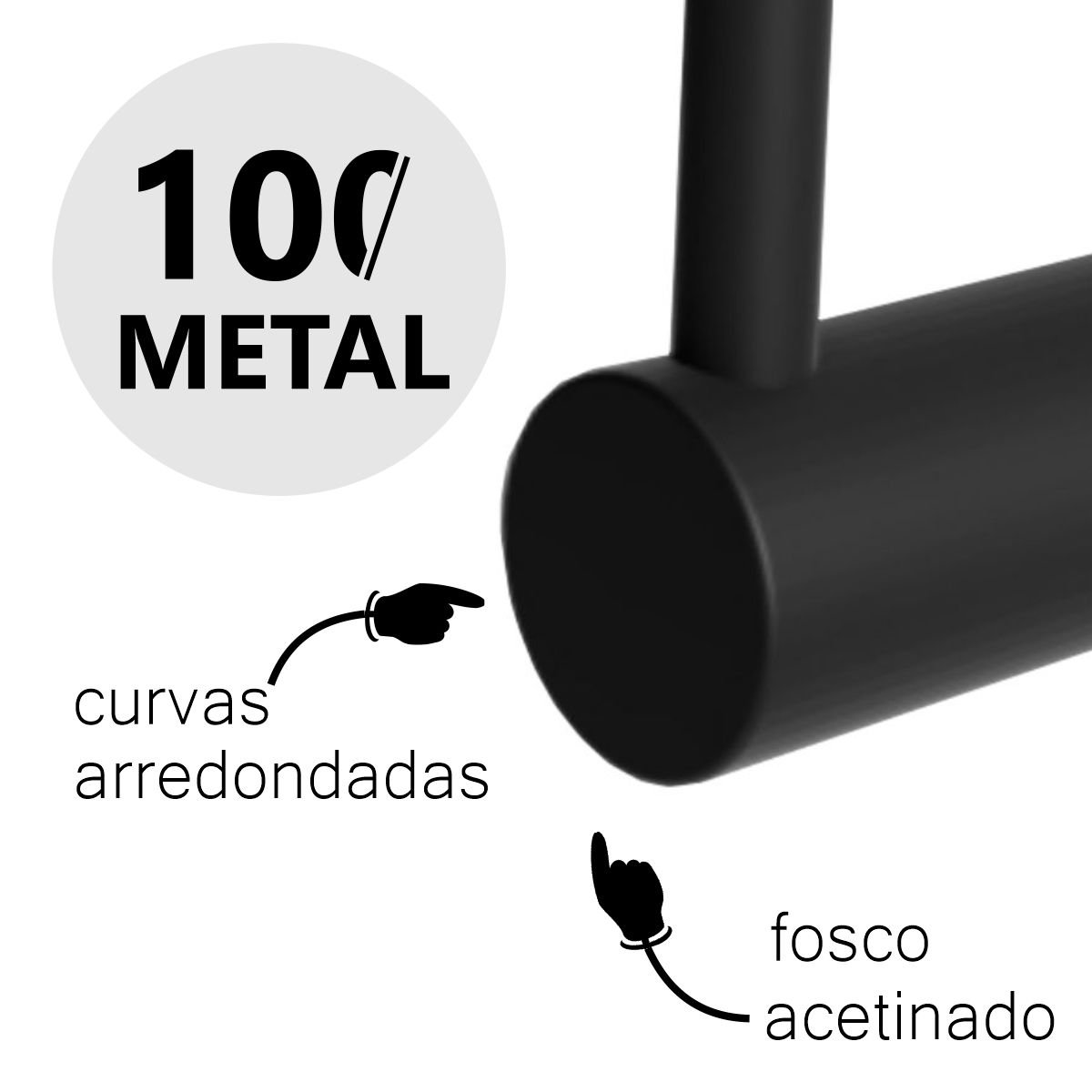 Kit de Acessórios de Banheiro Grego Metal Completo 5 Peças Suporte Redondo Preto Fosco Orion - 3