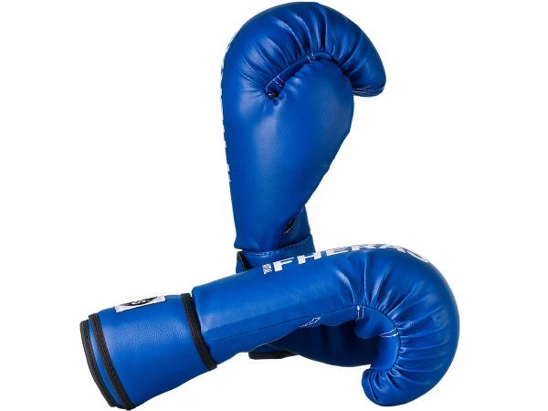 Kit Muay Thai Luva Bandagem Caneleira Bucal Azul 16Oz Fheras - 4