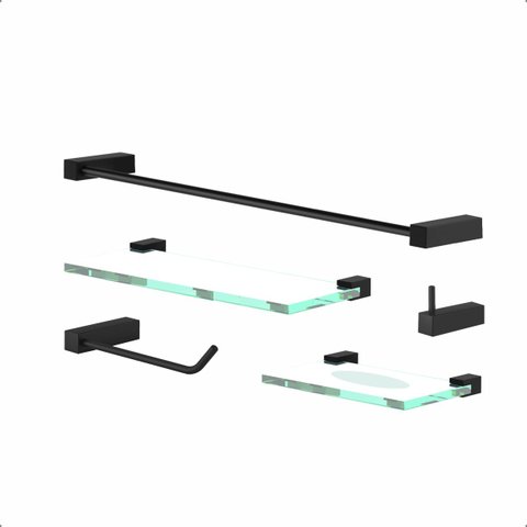 Kit de Acessórios para Banheiro Troia 5 Peças Preto Acetinado 2110tr