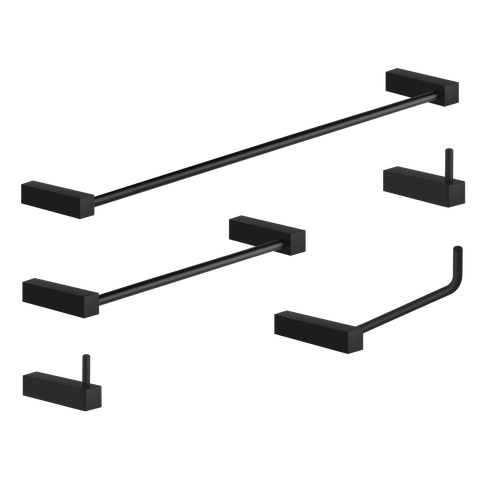 Kit de Acessórios para Banheiro Preto Fosco 5 Peças 2070tr Grego Metal