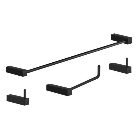 Kit de Acessórios para Banheiro Preto Fosco 4 Peças 2050tr Grego Metal
