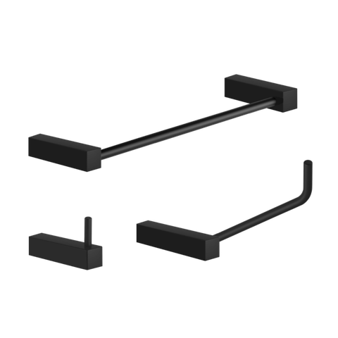 Kit de Acessórios para Banheiro Preto Fosco 3 Peças 2030tr Grego Metal