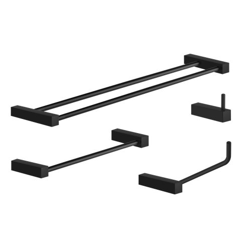 Kit de Acessórios para Banheiro Preto Fosco 4 Peças 2060tr Grego Metal