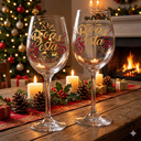 Ver imagem 3 de Kit 2 Taças de Vinho Vidro 300ml Boas Festas Presente Natal