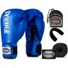 Kit Luva de Boxe Muay Thai MMA Bandagem Bucal 16oz Azul - 1