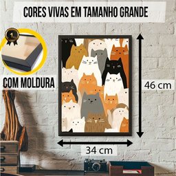 Gatos Fofos Quadro Decorativo Quarto Elegante Pintura Pop A3 - 4