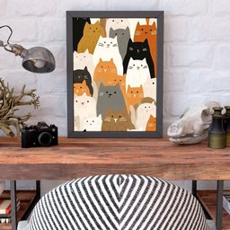 Gatos Fofos Quadro Decorativo Quarto Elegante Pintura Pop A3 - 5