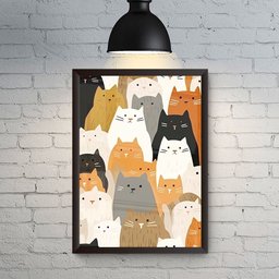 Gatos Fofos Quadro Decorativo Quarto Elegante Pintura Pop A3 - 6