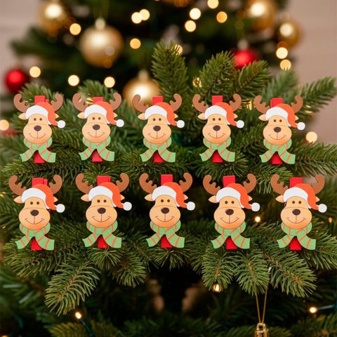 Decoração Árvore Natal Prendedores Rena Alce Jogo Kit 36pçs