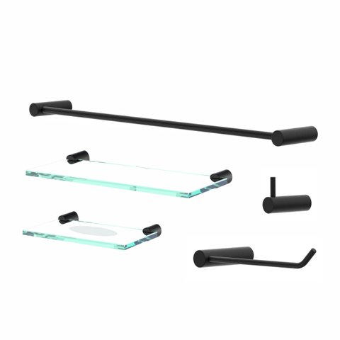 Kit de Acessórios para Banheiro Orion 5 Peças Suporte Preto 2110or.ptfc