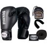Kit Luva de Boxe Muay Thai Mma Bandagem e Bucal 12oz Preto - 1