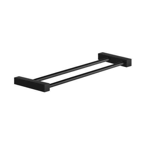 Toalheiro Duplo para Banheiro Preto Fosco Troia Grego Metal 30cm