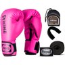 Kit Luva de Boxe Muay Thai MMA Bandagem e Bucal Rosa 14oz - 1