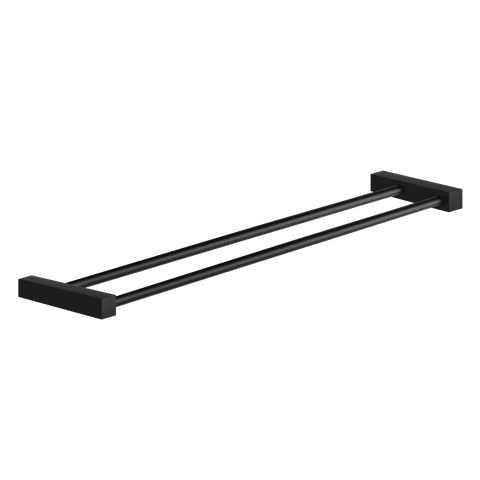 Toalheiro Duplo para Banheiro Preto Fosco Troia Grego Metal 50cm