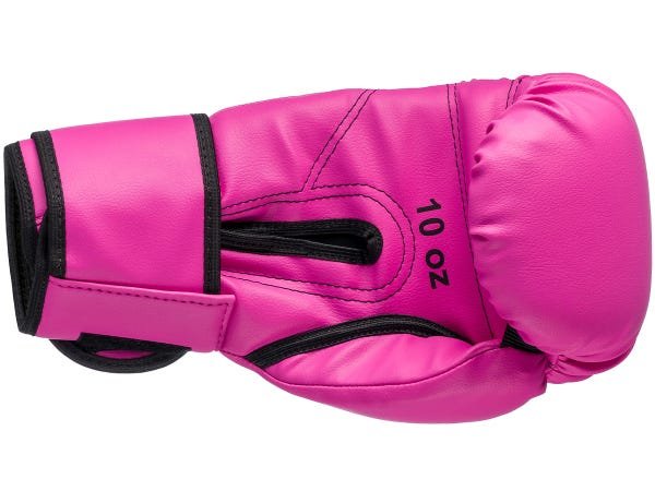 Kit Luva de Boxe Muay Thai MMA Bandagem e Bucal Rosa 12oz - 5