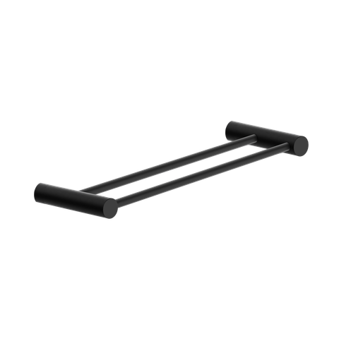 Toalheiro Duplo para Banheiro Preto Fosco Orion Grego Metal 30cm