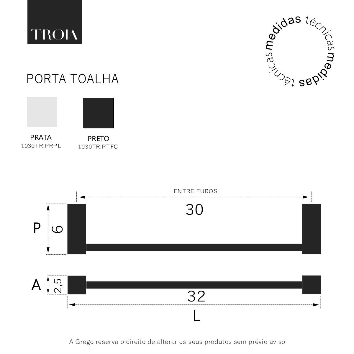 Porta Toalha de Rosto para Banheiro Troia Preto Acetinado 1030030tr - 5