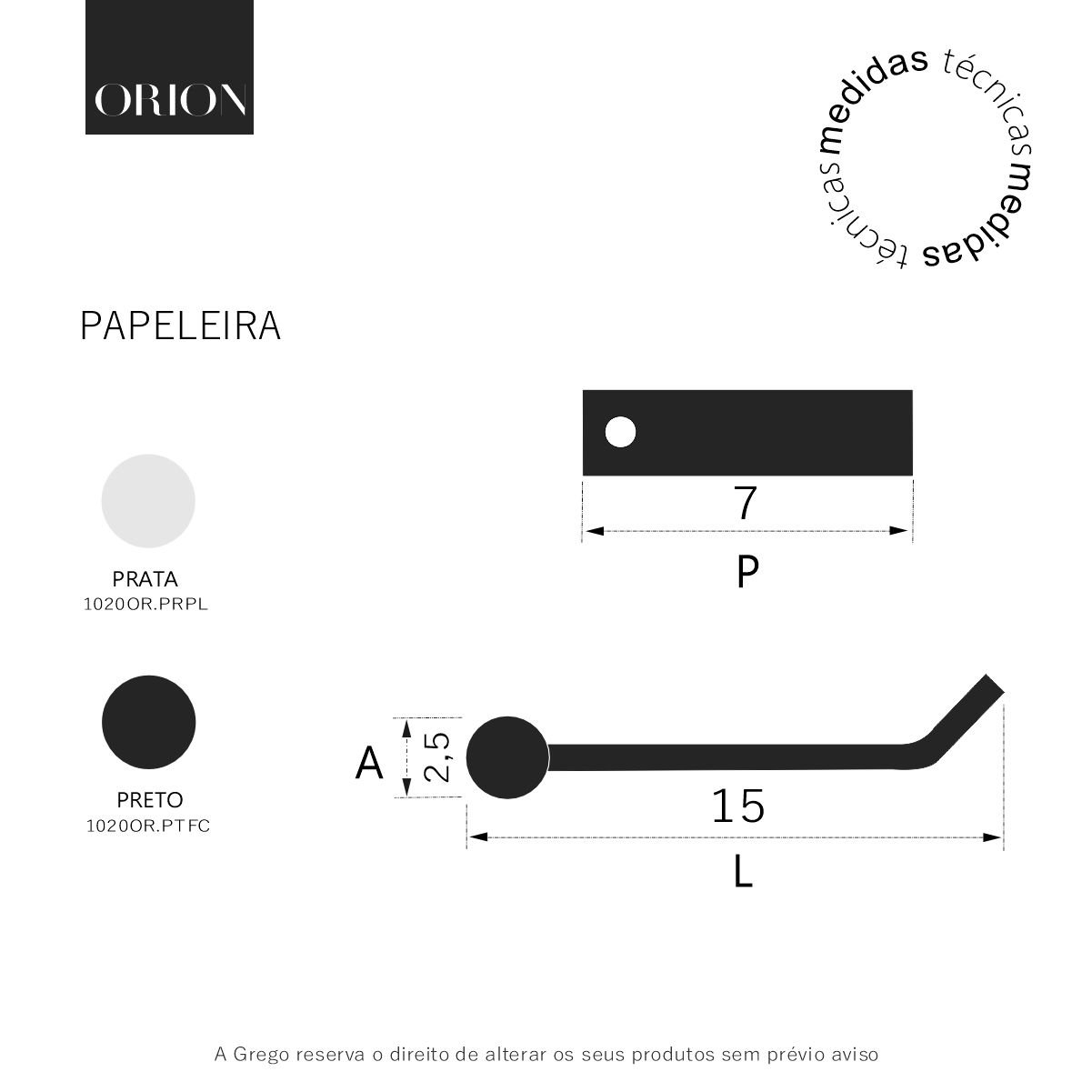 Papeleira Porta Papel para Banheiro Orion Suporte Preto 1020or - 5