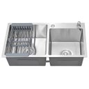 Ver imagem 6 de Cuba Dupla Goumert Cozinha Aço Inox Lava Escorre Limpa Louça Alimentos Agua Luxo Area Externa Pia To