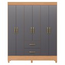 Ver imagem 3 de Guarda Roupa Mobi 6 Portas 2 Gavetas Freijó/titanium - Abz