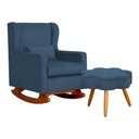 Ver imagem 1 de Poltrona C/ Puff Balanço Amamentação Aurora Suede Azul Royal - Lm Decor