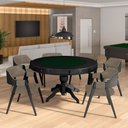 Ver imagem 1 de Conjunto Mesa de Jogos Carteado Bellagio Tampo Reversível e 6 Cadeiras Madeira Poker Base Estrela Pu