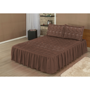 Ver imagem 4 de Colcha de casal padrão oxford 200 fios cobre leito bordado + 2 porta travesseiros