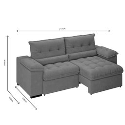 Sofá Alion 2,15m Retrátil/reclinável Suede Cinza - Xflex Sofás - 3