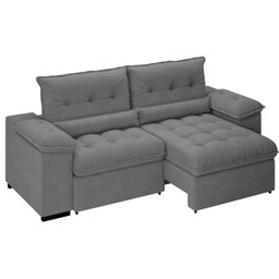 Sofá Alion 2,15m Retrátil/reclinável Suede Cinza - Xflex Sofás - 4