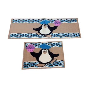 Jogo Kit Tapete de Cozinha 2 Peças Pinguim Antiderrapante Jserrano