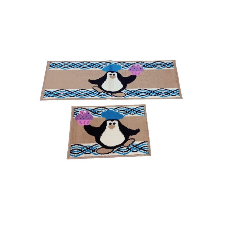 Jogo Kit Tapete de Cozinha 2 Peças Pinguim Antiderrapante Jserrano