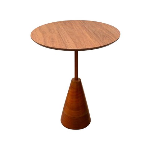 Mesa Lateral Cone em Madeira com Tampo Redondo Maiart