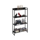 Ver imagem 3 de Kit 3 Estantes Multiuso Escritório Industrial 4 Prateleiras Areta 145x80cm C01 Onix - Lyam Decor