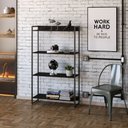 Ver imagem 2 de Kit 3 Estantes Multiuso Escritório Industrial 4 Prateleiras Areta 145x80cm C01 Onix - Lyam Decor