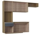 Ver imagem 7 de Armário de Cozinha Mel Suspensa Compacta com Balcão 180cm MDF Damasco Ripado Poquema Móveis